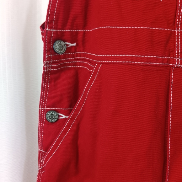 SOLD Vintage Dickies Women XS Contrast Thread Denim Jean Overalls Bib Kidcore - Picture 6 of 8